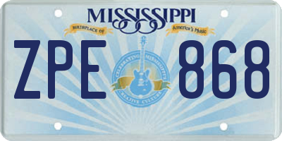 MS license plate ZPE868