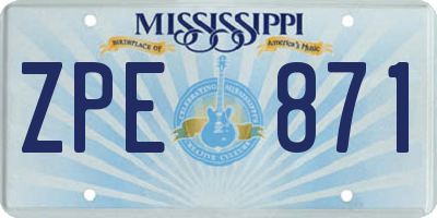 MS license plate ZPE871
