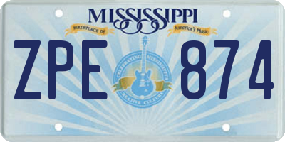 MS license plate ZPE874
