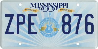 MS license plate ZPE876