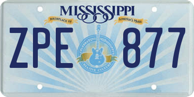 MS license plate ZPE877