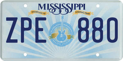 MS license plate ZPE880