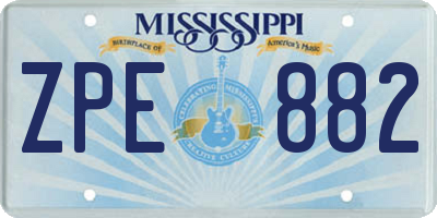 MS license plate ZPE882