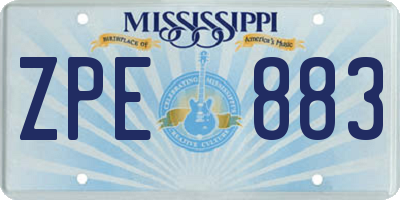 MS license plate ZPE883
