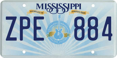 MS license plate ZPE884