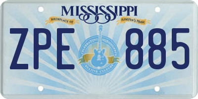 MS license plate ZPE885
