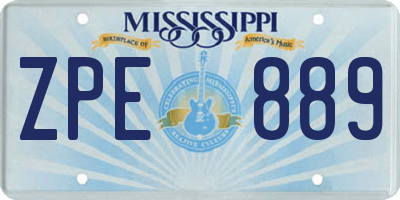 MS license plate ZPE889