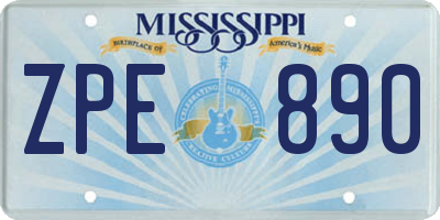 MS license plate ZPE890