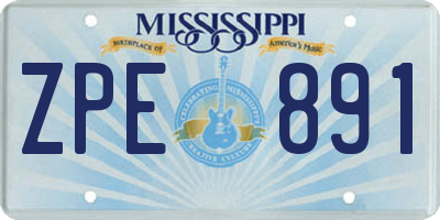 MS license plate ZPE891