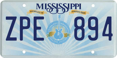 MS license plate ZPE894