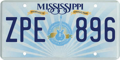 MS license plate ZPE896