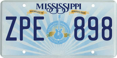 MS license plate ZPE898