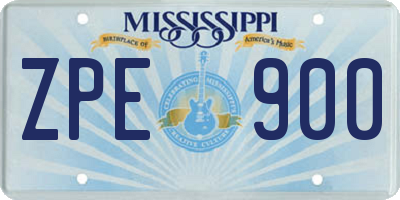 MS license plate ZPE900