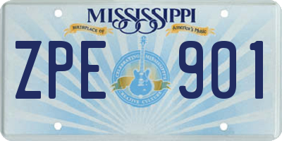 MS license plate ZPE901