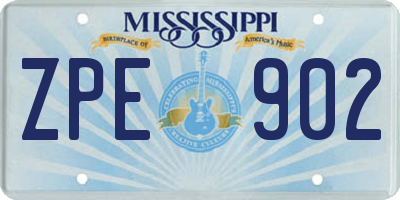 MS license plate ZPE902