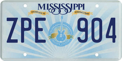 MS license plate ZPE904