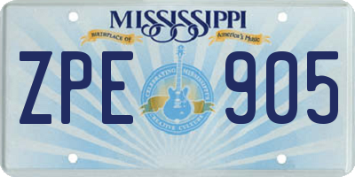 MS license plate ZPE905