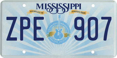 MS license plate ZPE907