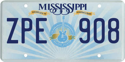 MS license plate ZPE908