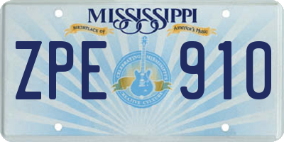 MS license plate ZPE910