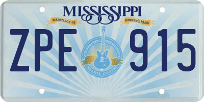MS license plate ZPE915