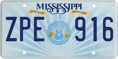 MS license plate ZPE916
