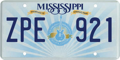 MS license plate ZPE921