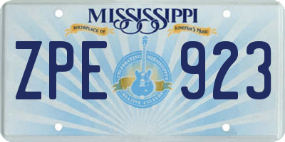 MS license plate ZPE923