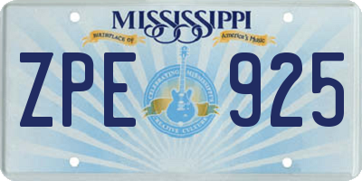 MS license plate ZPE925