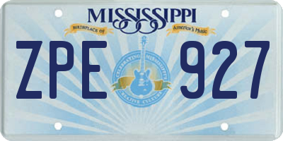 MS license plate ZPE927