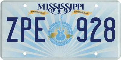 MS license plate ZPE928