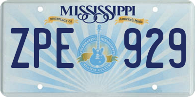 MS license plate ZPE929