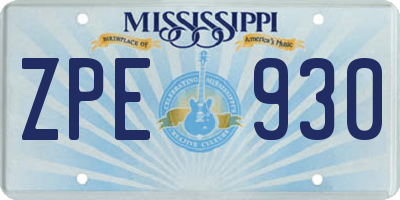 MS license plate ZPE930