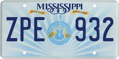 MS license plate ZPE932