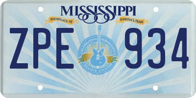 MS license plate ZPE934