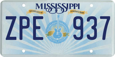 MS license plate ZPE937