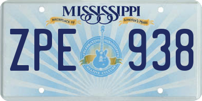 MS license plate ZPE938