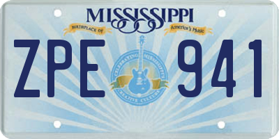 MS license plate ZPE941