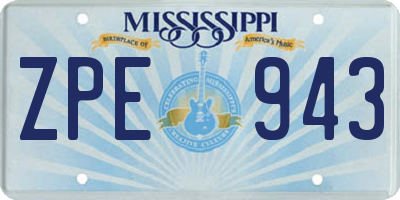 MS license plate ZPE943