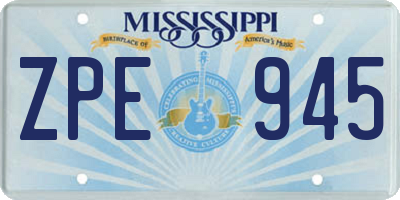MS license plate ZPE945