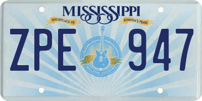 MS license plate ZPE947