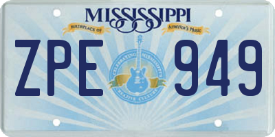 MS license plate ZPE949