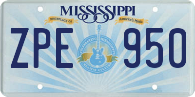 MS license plate ZPE950