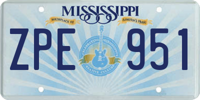 MS license plate ZPE951