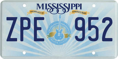 MS license plate ZPE952