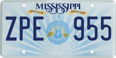 MS license plate ZPE955