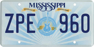 MS license plate ZPE960