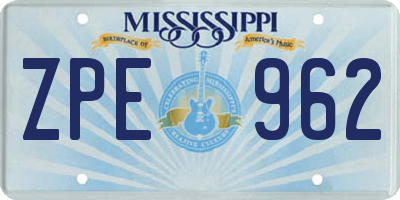 MS license plate ZPE962