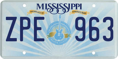 MS license plate ZPE963
