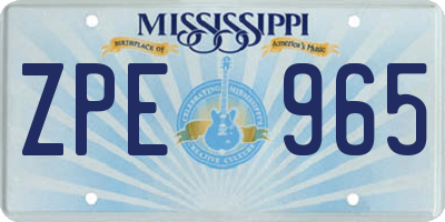 MS license plate ZPE965